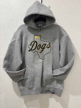 TLU Bulldogs Hoodie Men's Sz Med Grey  Texas Lutheran University Sweatshirt